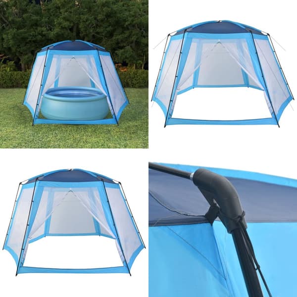 Pooltält tyg 500x433x250 cm blå - Pooltält - Pooltak - Home & Living