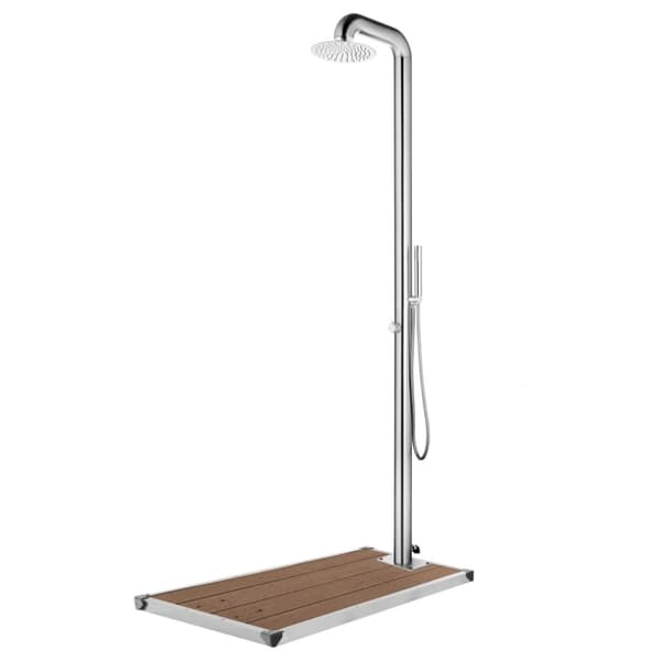 Trädgårdsdusch med brunt golv 230 cm rostfritt stål