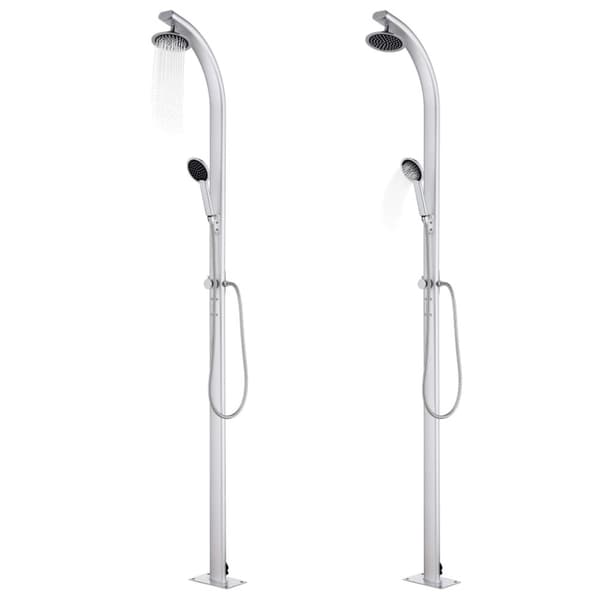 Trädgårdsdusch med grått golv 220 cm aluminium