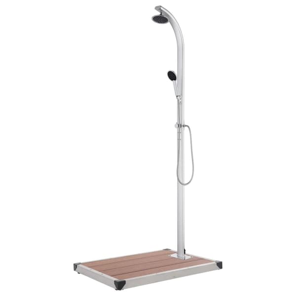 Trädgårdsdusch med brunt golv 220 cm aluminium