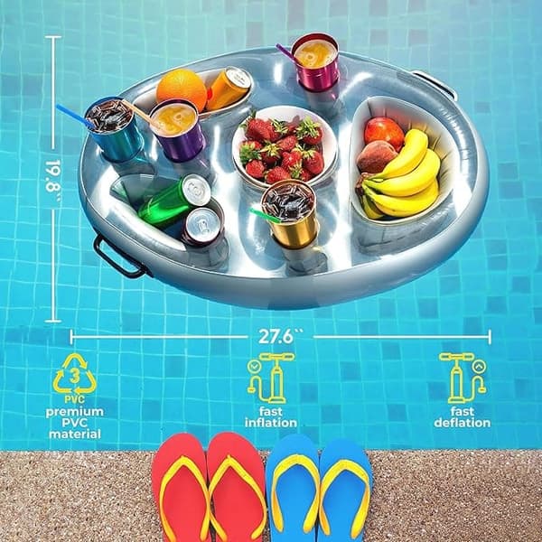 OBOSOE Inflatable Drink Holder för Pool och Badkar – Flytande matbricka，Perfekt för Sommarens Pooltillbehör