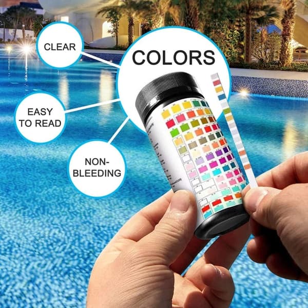 Lollanda Pool & Spa Test Strips 50-pak – 14-i-1 vandtester til pH, klor, cyanursyre, hårdhed m.m.