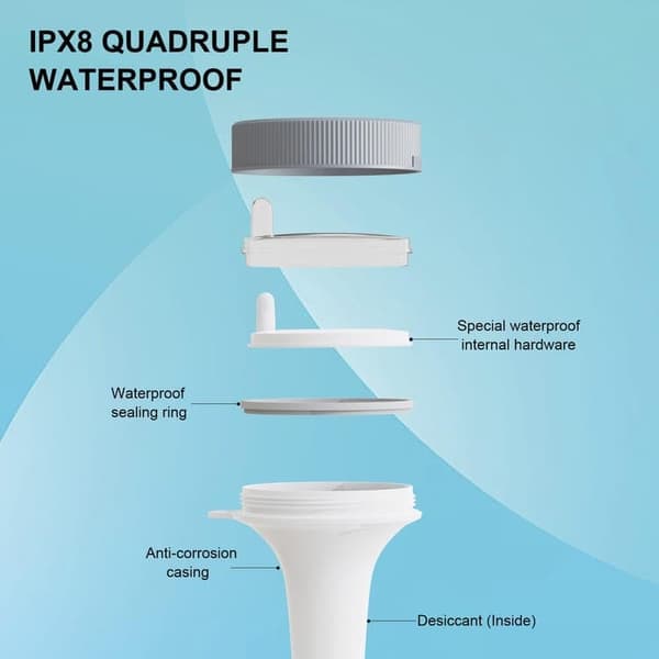 Moorle IPX8 Vandtæt Pooltermometer, Flydende Pooltermometer - Trådløs, Til Pool & Akvarium