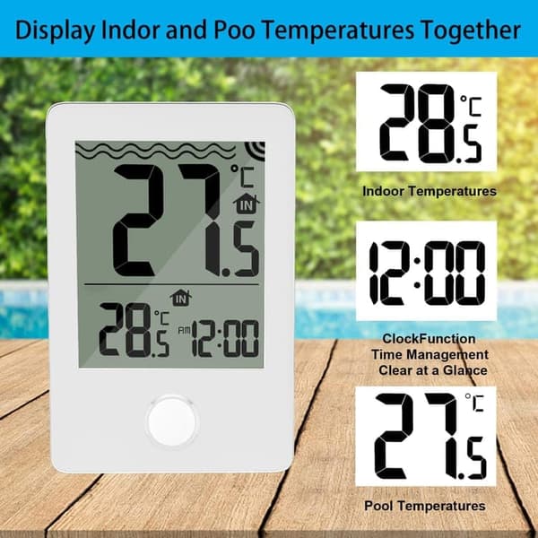 Moorle IPX8 Vandtæt Pooltermometer, Flydende Pooltermometer - Trådløs, Til Pool & Akvarium