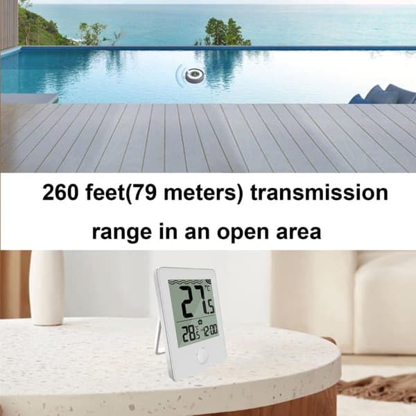 Moorle IPX8 Vandtæt Pooltermometer, Flydende Pooltermometer - Trådløs, Til Pool & Akvarium