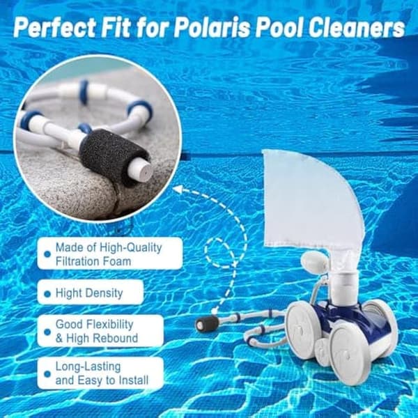 Lollanda tilbehørssæt med 12 dele til Polaris 280/480 poolrobot – indeholder 2 netposer og 10 slangerensere