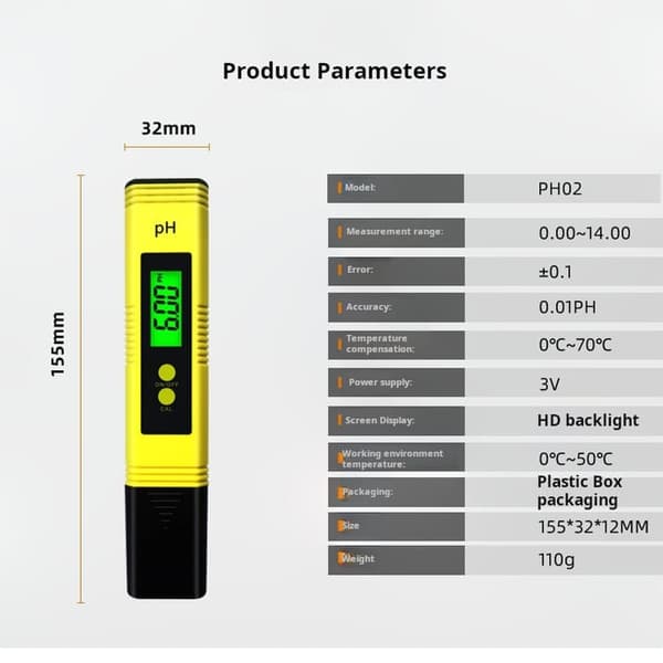 Lollanda High Precision Digital pH-mittari – 0,01 tarkkuus, taustavalolla, veden laadun testaukseen ja kotiuima-altaaseen