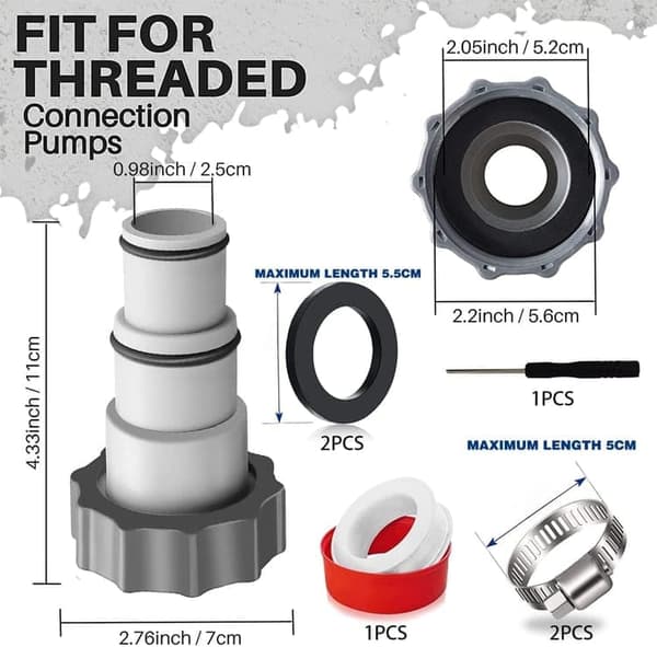 Bomclap Poolslangadapter/Slangadapter för Pool – 32/38 mm Koppling till Poolpump, Kompatibel med Intex