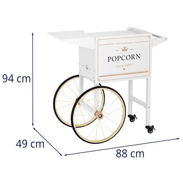 Popcornvagn - Vit och guldfärgad - Royal Catering