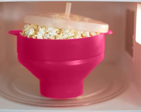 INF Popcornskål silikone foldbar Lyserød