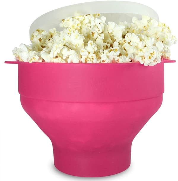 INF Popcornskål silikone foldbar Lyserød