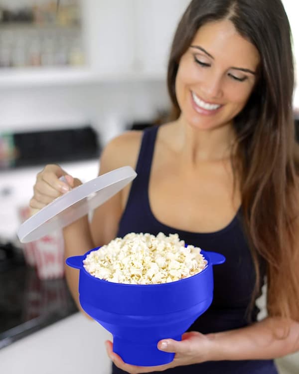 INF Popcornskål silikon hopfällbar Blå