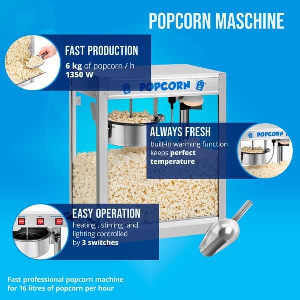 Royal Catering Popcornmaskin - Rostfritt stål