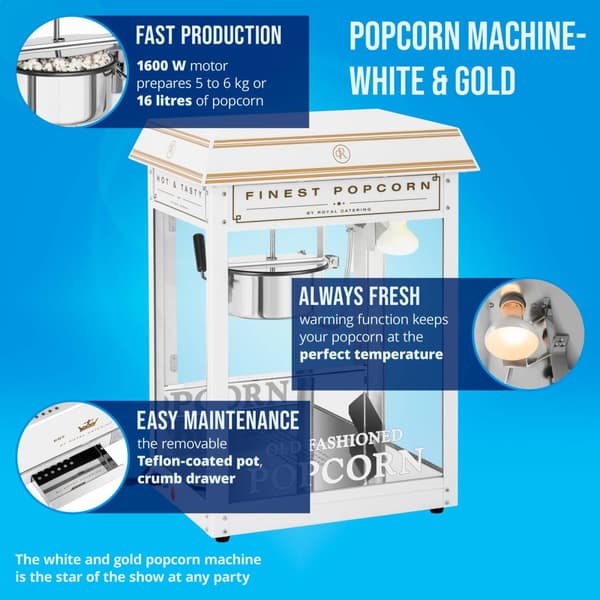 Popcorn Machine - White & Golden