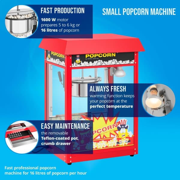 Royal Catering Popcornmaskin - rött tak