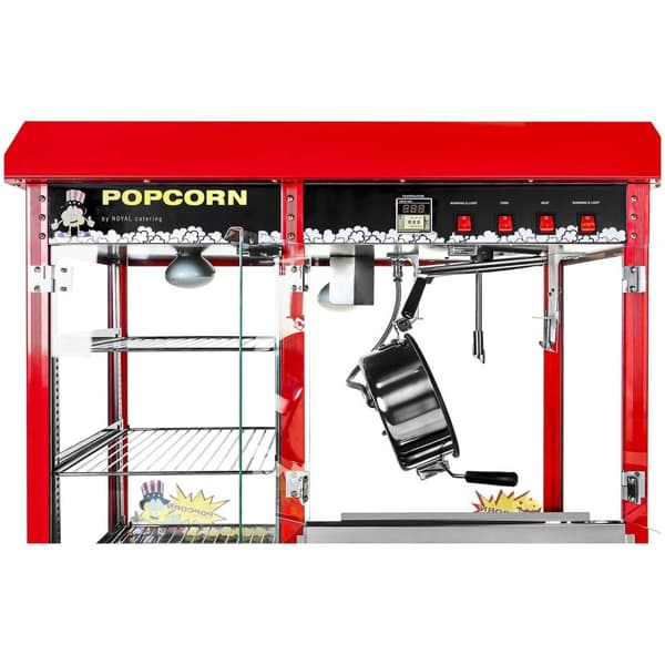 Royal Catering Popcornmaskin med uppvärmd display - Röd