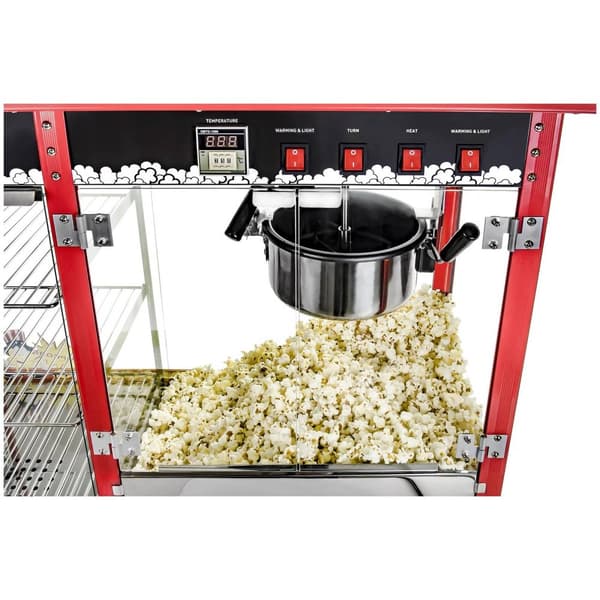 Royal Catering Popcornmaskin med uppvärmd display - Röd