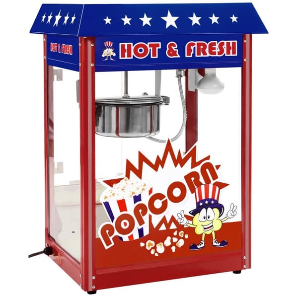 Royal Catering Popcornmaskin med vagn - Amerikansk design - Röd