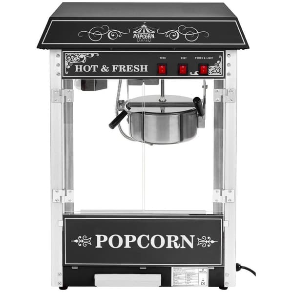 Royal Catering Popcornmaskin med vagn - Retrodesign - Svart