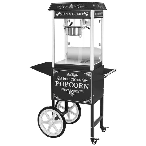 Royal Catering Popcornmaskin med vagn - Retrodesign - Svart