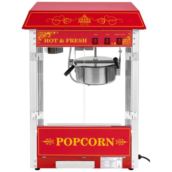 Royal Catering Popcornmaskin med vagn - Retrodesign - Röd