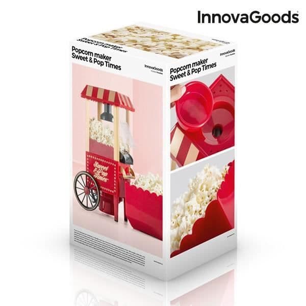 Oljefri popcornmaskin 1200W röd - Enkel popcornberedning och originaldesign