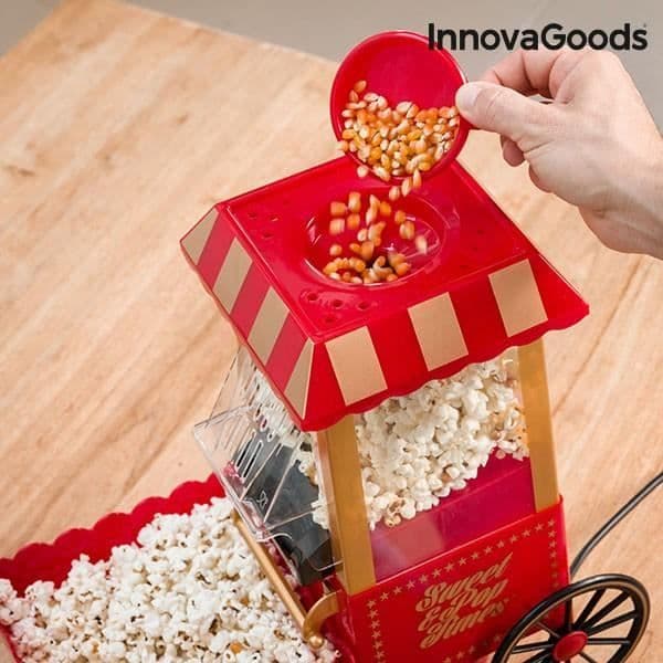 Oljefri popcornmaskin 1200W röd - Enkel popcornberedning och originaldesign