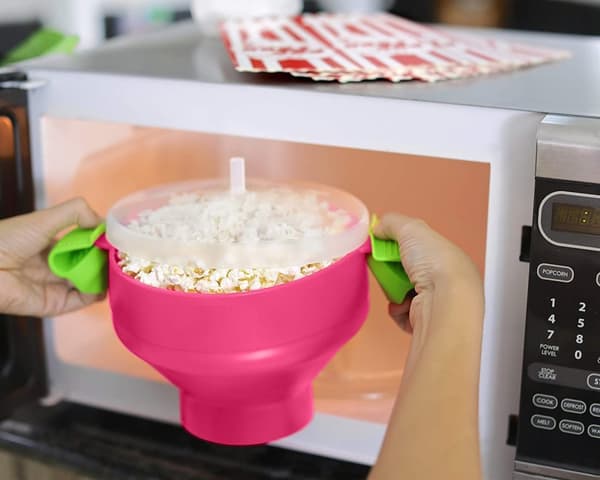 INF Popcornskål silikone foldbar Lyserød