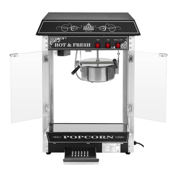 Professionel, effektiv justerbar popcornmaskine 230V 1,6kW, sort