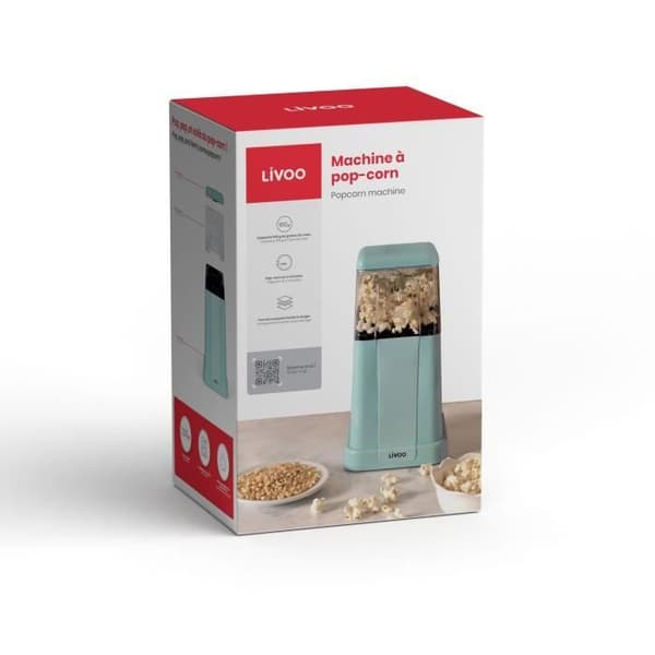 Popcornmaskin - LIVOO - DOM497 - 1200W - Upp till 100 g korn - Blå