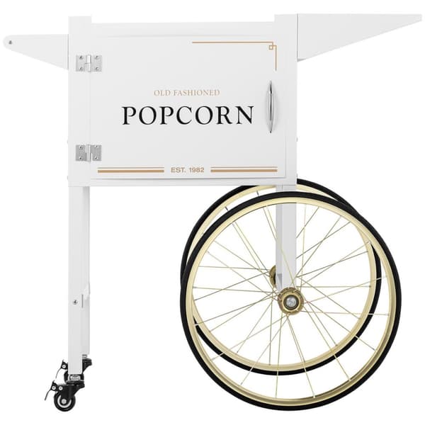 Vagnfot för popcornmaskin med retroskåp 51 x 37 cm - vit och guld