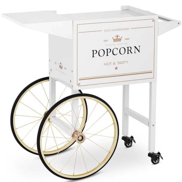 Vagnfot för popcornmaskin med retroskåp 51 x 37 cm - vit och guld