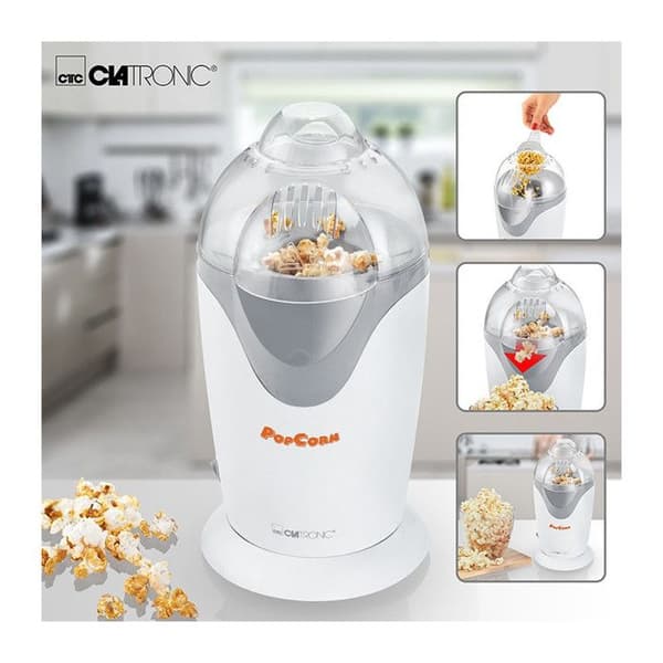 Popcornmaskin - Clatronic PM 3635 - Vit - Fettfri - 1200 Watt - 2-3 portioner på 2 minuter