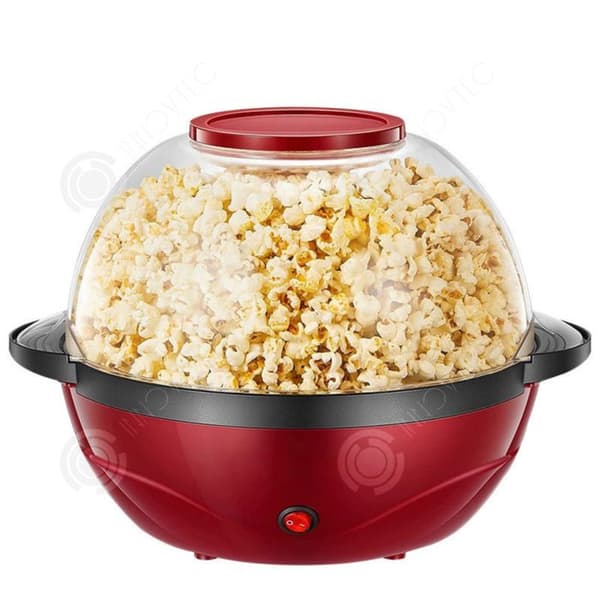 INN Popcornmaskin 3600ml hemma, helt automatisk popcornpuffare 850W, mångsidig hushållsapparat röd