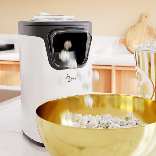 SUNTEC POP-8618 FETFRI popcornmaskin - Varmluft - Enkel dosering - Vit
