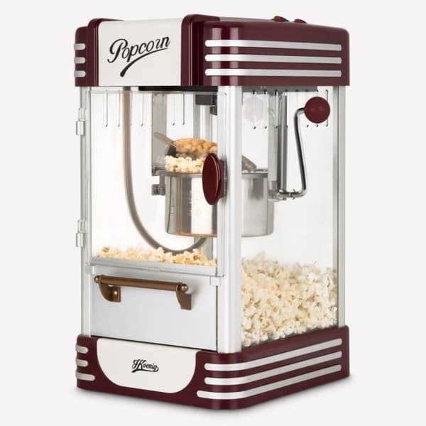 Popcornmaskine - HKoeNIG - Retro design - Kapacitet 50g - Indvendig belysning