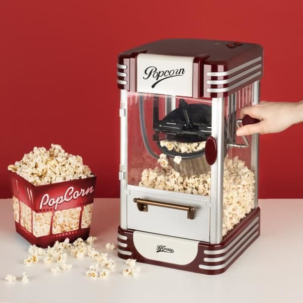 Popcornmaskine - HKoeNIG - Retro design - Kapacitet 50g - Indvendig belysning