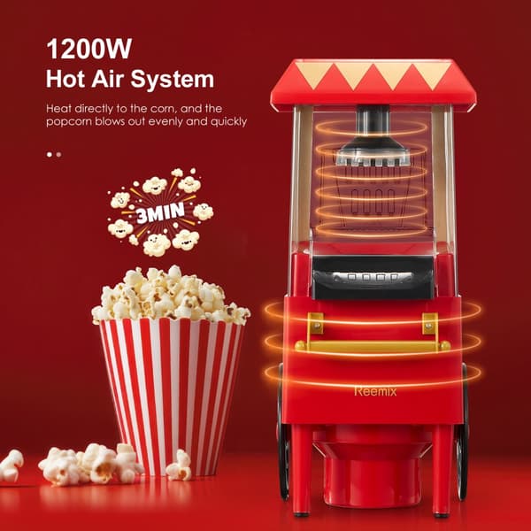 Popcornmaskin, 1200W effekt, Lätt att rengöra