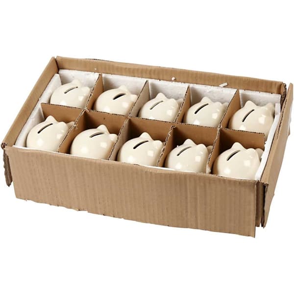 Spargris - H: 8 cm - B: 8,5 cm - 10 st