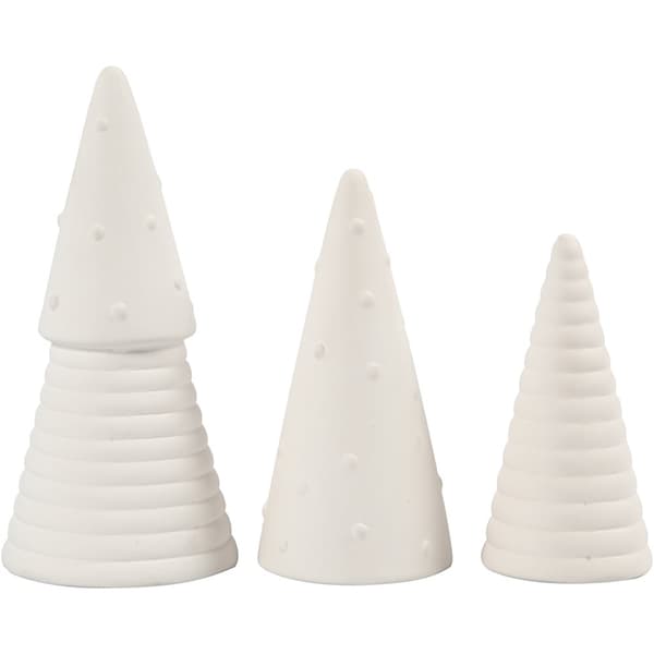 Julgranar i terrakotta - Höjd 10 - 15 cm - Vit - 3 st