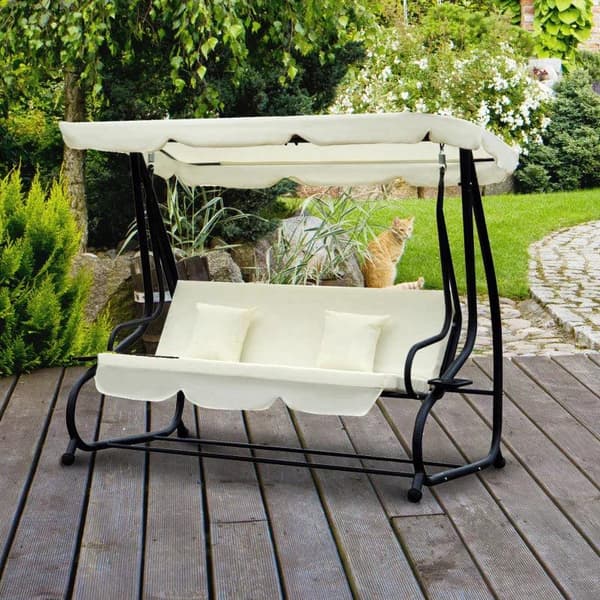 Rootz Hammock Swing - Gungstol - Gungstol - 3-sits Hängmatta - Trädgårdsgunga - Gungbänk - Kräm - 200 X 120 X 164 Cm