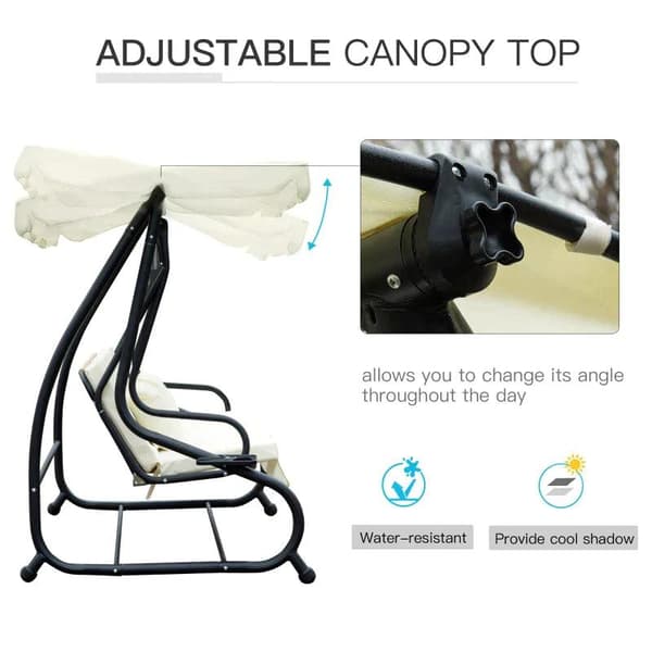 Rootz Hammock Swing - Gungstol - Gungstol - 3-sits Hängmatta - Trädgårdsgunga - Gungbänk - Kräm - 200 X 120 X 164 Cm