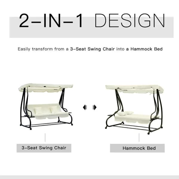 Rootz Hammock Swing - Gungstol - Gungstol - 3-sits Hängmatta - Trädgårdsgunga - Gungbänk - Kräm - 200 X 120 X 164 Cm