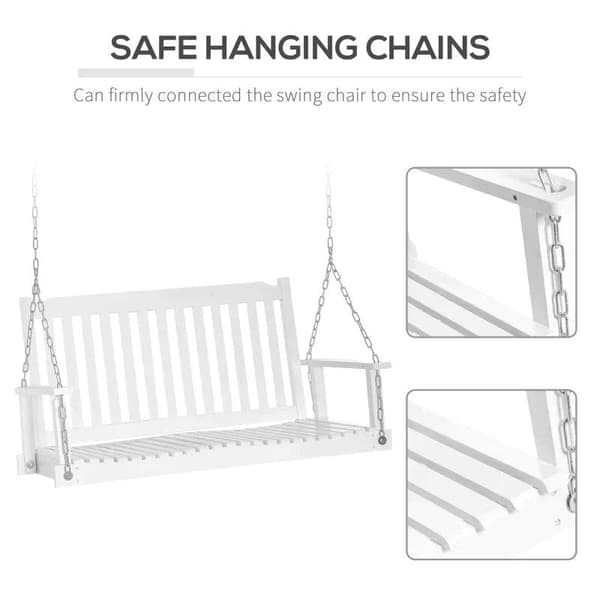 Rootz Garden Swing - Keinutuoli - Riippupenkki - Kuistikeinu - Tuolin istuin - Puu - Valkoinen - 117 cm x 69 cm x 60 cm