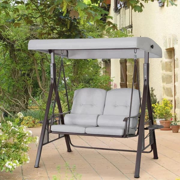 Rootz 2 istuttava puutarhakeinu katos - Hollywood keinu - riippumattokeinu - puutarhakeinu - tyyny - metalli - polyesteri - beige - 162 x 118 x 173 cm