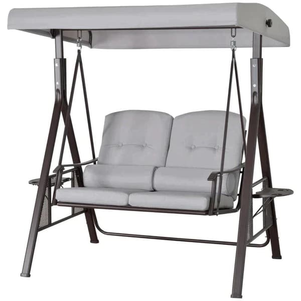 Rootz 2 istuttava puutarhakeinu katos - Hollywood keinu - riippumattokeinu - puutarhakeinu - tyyny - metalli - polyesteri - beige - 162 x 118 x 173 cm