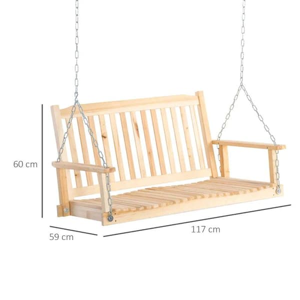 Rootz Havegynge - Gyngestol - Havegynge til 2 personer - Grantræ - Stål - Naturlig - 117 cm 69 cm x 60 cm