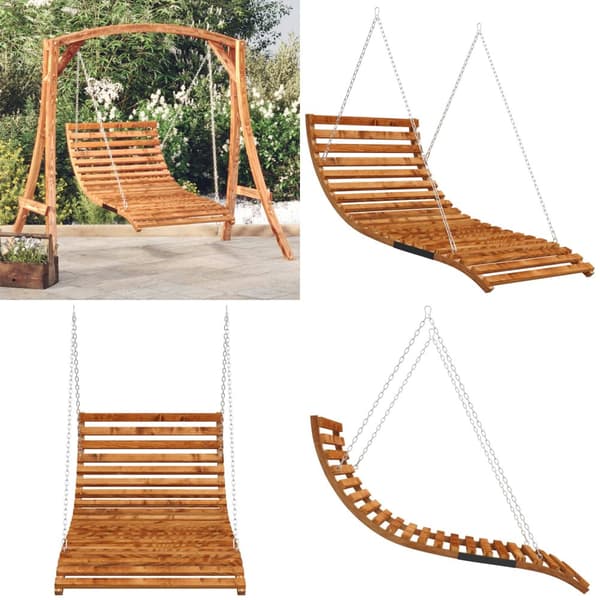 Gyngeseng 115x147x46 cm massivt bøjet træ med teakfinish - Gyngeseng - Gyngesenge - Home & Living