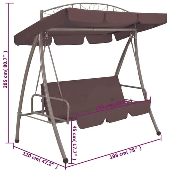 vidaXL Hammock med tak kaffebrun
