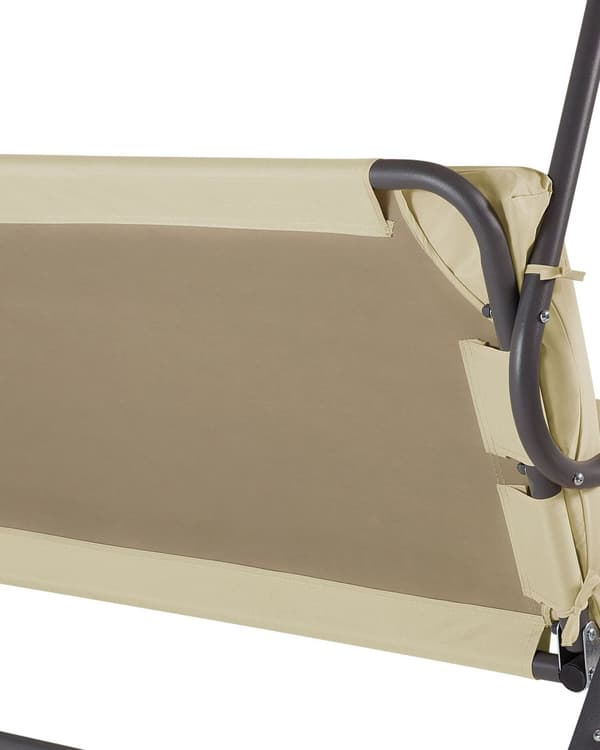 Puutarhakeinu beige 185 x 184 x 112 cm polyesteri teräs 3 hengelle säädettävä katos